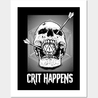 DND D20 Crit Happens Fail Dice Roll Posters and Art